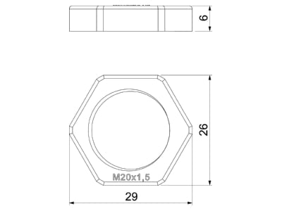 Mazeichnung 1 OBO 116 M20 LGR PA Gegenmutter Iso