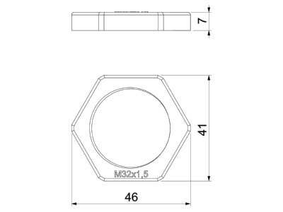 Mazeichnung 2 OBO 116 M32 LGR PA Gegenmutter Iso