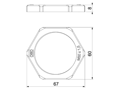 Mazeichnung 1 OBO 116 M50 LGR PA Gegenmutter Iso