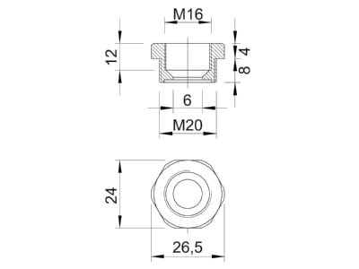 Mazeichnung 3 OBO 107 R M20 16 PA Reduktion Iso lgr