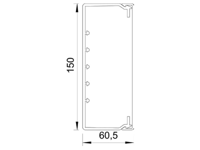 Mazeichnung 2 OBO WDK60150LGR Wand Deckenkanal m Obert  60x150mm PVC