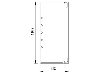 Mazeichnung 2 OBO WDK80170LGR Wand Deckenkanal m Obert  80x170mm PVC