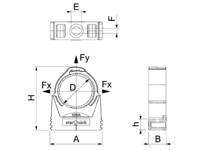 Dimensional drawing 3 OBO SQ 32 LGR Tube clamp 31 2   35 8mm