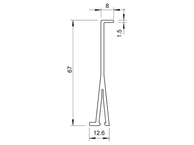 Dimensional drawing 1 OBO 2371 80 Divider profile for wireway
