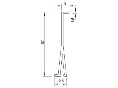 Dimensional drawing 2 OBO 2371 80 Divider profile for wireway