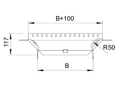 Dimensional drawing 2 OBO RAA 620 FS Add on tee for cable tray  solid wall 