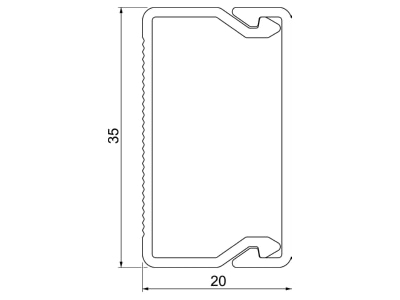 Mazeichnung 2 OBO WDK20035RW Wand Deckenkanal m Obert  20x35mm PVC