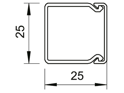 Mazeichnung 1 OBO WDK25025RW Wand Deckenkanal 25x25mm PVC