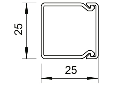 Dimensional drawing 1 OBO WDK25025RW Wireway 25x25mm RAL9010
