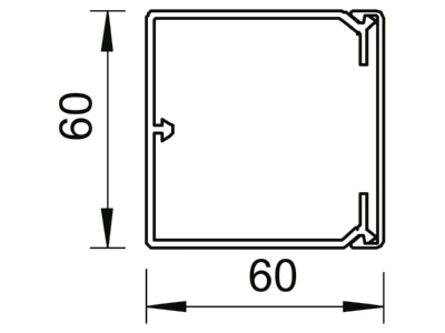 Dimensional drawing 1 OBO WDK60060RW Wireway 60x60mm RAL9010
