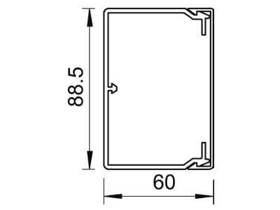 Dimensional drawing 1 OBO WDK60090RW Wireway 60x90mm RAL9010
