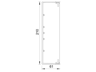 Mazeichnung 2 OBO WDK60210RW Wand Deckenkanal m Obert  60x210mm PVC