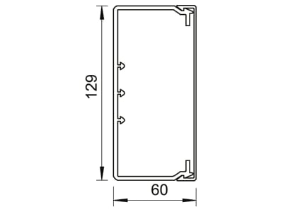 Dimensional drawing 1 OBO WDK60130RW Wireway 60x130mm RAL9010
