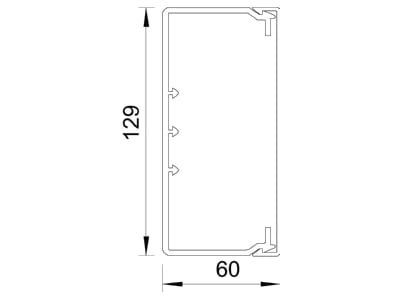 Dimensional drawing 2 OBO WDK60130RW Wireway 60x130mm RAL9010