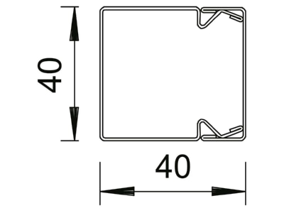 Dimensional drawing 1 OBO LKM40040RW Wireway 40x40mm RAL9010
