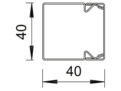 Mazeichnung 1 OBO LKM40040RW Leitungsfuehrungskanal 2m 40x40mm
