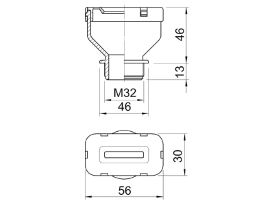 Maßzeichnung 2 OBO 106 FL M32 9 39 Flachkabelverschraubung f Fl Kabel 7 9
