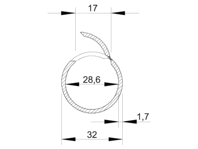 Mazeichnung 2 OBO 2953 M32 LGR Rohr offen M32 lgr  2m PVC