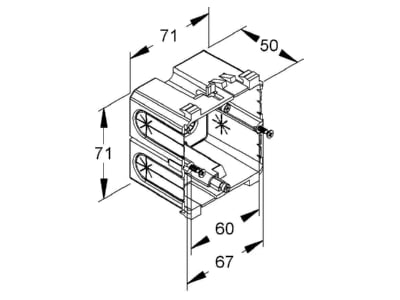Dimensional drawing Kleinhuis KEDB80 Device box for device mount wireway