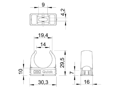 Mazeichnung 3 OBO 2955 M20 Quick Klemmschelle lgr