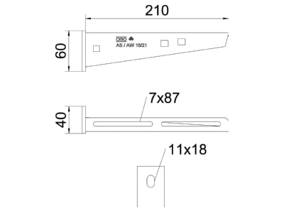 Mazeichnung 2 OBO AW 15 21 FT Wandausleger tauchf vz