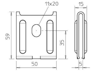 Dimensional drawing 1 OBO K 12 1818 FS Mounting material for cable tray
