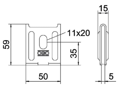 Dimensional drawing 2 OBO K 12 1818 FS Mounting material for cable tray