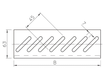 Dimensional drawing 1 OBO BEB 400 FS Bottom end plate for cable tray  solid
