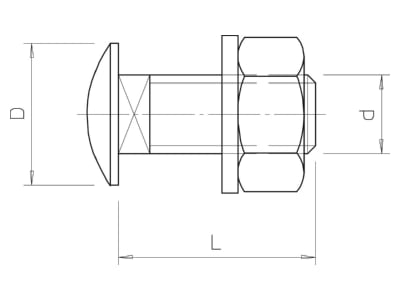 Mazeichnung 2 OBO FRS 12x25 A2 Flachrundschraube m  Scheibe u  Mutter