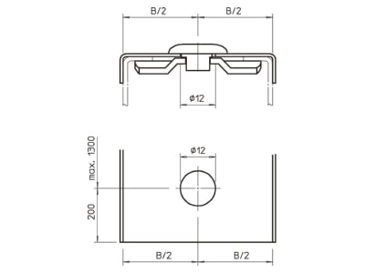 Dimensional drawing 1 OBO AZDR 50 FT Clamp for cover cable support system
