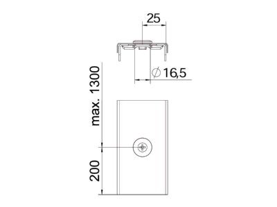 Dimensional drawing 2 OBO AZDR 50 FT Clamp for cover cable support system