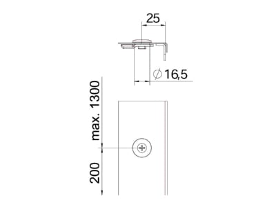 Dimensional drawing 1 OBO AZDR 100 FT Clamp for cover cable support system
