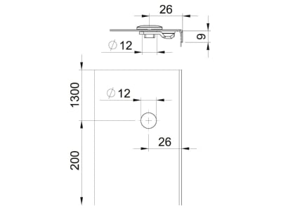 Dimensional drawing 2 OBO AZDR 100 FT Clamp for cover cable support system