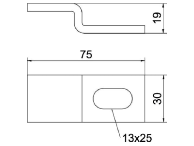 Dimensional drawing 2 OBO WB 30 75 FT Mounting material for cable tray
