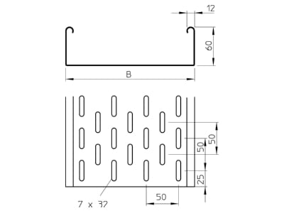 Dimensional drawing 2 OBO MKS 610 FS Cable tray 60x100mm