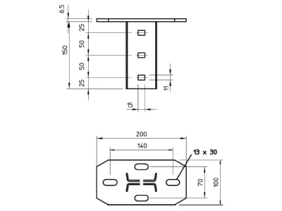 Mazeichnung 2 OBO KI 8 FT Kopfplatte f IS 8 Stiel