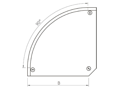 Dimensional drawing 1 OBO DFB 90 100 FS Bend cover for cable tray 100mm
