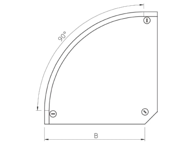 Dimensional drawing 2 OBO DFB 90 100 FS Bend cover for cable tray 100mm