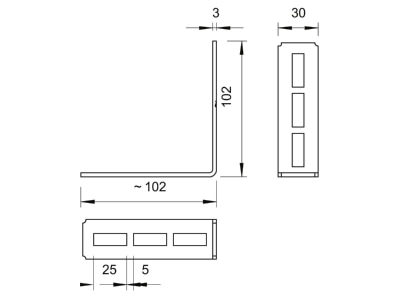 Dimensional drawing 2 OBO CMW90FT Coupler for support profile rail Steel