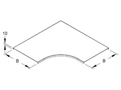 Dimensional drawing Niedax RESD 100 Bend cover for cable tray 104mm