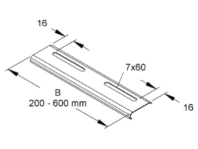 Dimensional drawing Niedax RKB 200 Bottom end plate for cable tray  solid