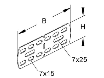 Dimensional drawing Niedax RVV 50 Longitudinal joint for cable tray