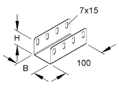 Dimensional drawing Niedax RV 50 050 Longitudinal joint for cable tray