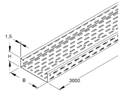 Mazeichnung Niedax RS 60 300 Kabelrinne