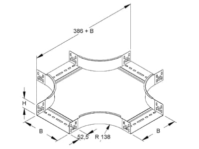 Dimensional drawing Niedax RKS 60 200 Cross piece for cable tray 60x200mm