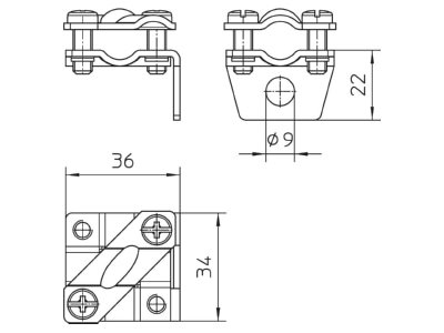 Dimensional drawing 1 OBO 951 Earth terminal clamp
