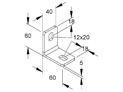 Dimensional drawing Niedax WWU 150 Mounting material for cable tray