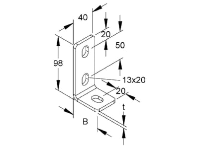 Dimensional drawing Niedax WWA 100 Mounting material for cable tray