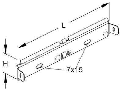 Dimensional drawing Niedax GRVS 4 Longitudinal joint for cable tray