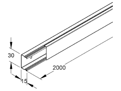 Dimensional drawing Niedax LLK 16 030 Wireway 16x30mm